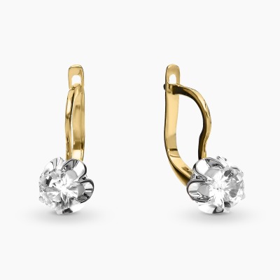 Kolczyki z dwukolorowego złota 585 z białymi szafirami... 2