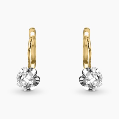 Kolczyki z dwukolorowego złota 585 z białymi szafirami...