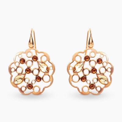 Kolczyki srebro ażurowe kółka z cyrkoniami