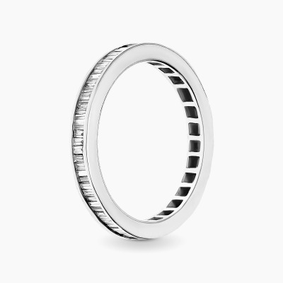 Pierścionek w formie obrączki z białego złota 750 z...