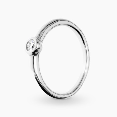 Pierścionek zaręczynowy białe złoto 750 z brylantem 0,10 ct