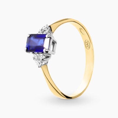 Pierścionek złoto 750 z prostokątnym szafirem 0,78 ct i...
