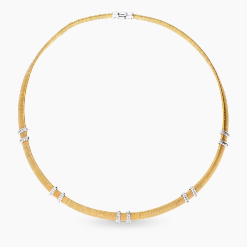 Naszyjnik z dwukolorowego złota 750 z brylantami 0,63 ct