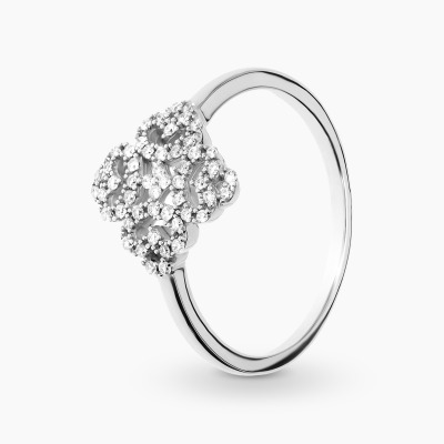 Pierścionek z białego złota 750 z brylantami 0,16 ct