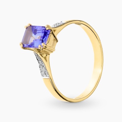 Pierścionek złoto 750 z okazałym tanzanitem 1,20 ct i...