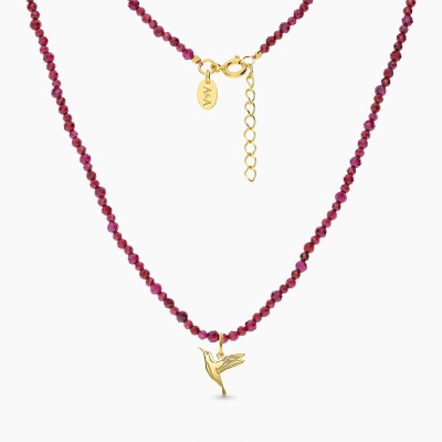 Naszyjnik Flower Garden srebrny pozłacany z granatami i... 2