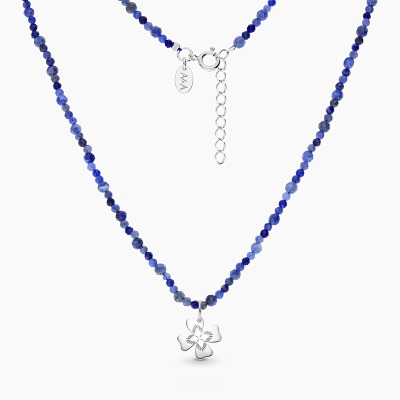 Naszyjnik Flower Garden srebrny platynowany z sodalitami... 2
