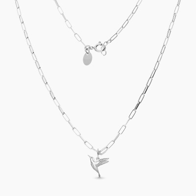 Naszyjnik Flower Garden srebrny platynowany splot ankier... 2