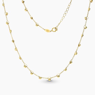 Naszyjnik żółte złoto 585 z ozdobiony diamentowanymi kulkami