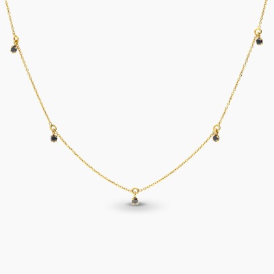 Naszyjnik żółte złoto 585 z wiszącymi czarnymi cyrkoniami... 2