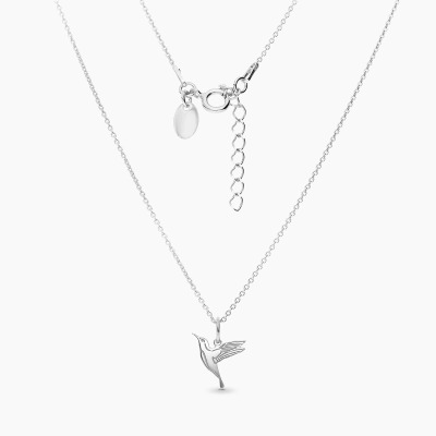 Naszyjnik Flower Garden srebrny platynowany z kolibrem 2