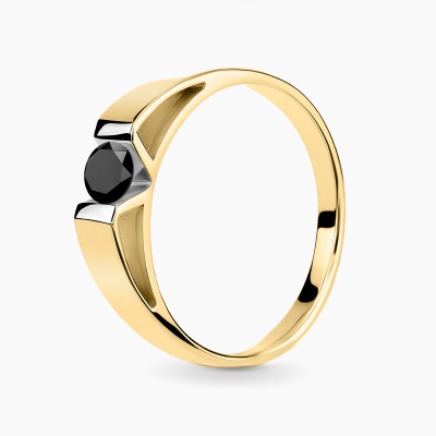 Pierścionek Milano dwukolorowe złoto 585  z czarnym...