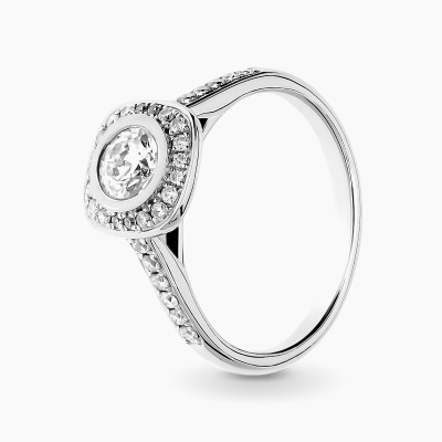 Pierścionek z białego złota 585 z brylantami 0,85 ct SI/H