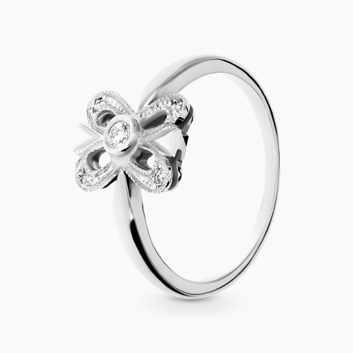 Pierścionek z białego złota 585 z brylantami 0,10 ct