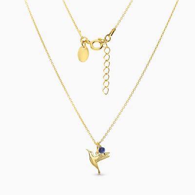 Naszyjnik Flower Garden srebrny pozłacany z kolibrem i... 2