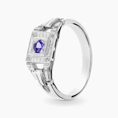 Pierścionek białe złoto 585 z tanzanitem 0,13 ct i...