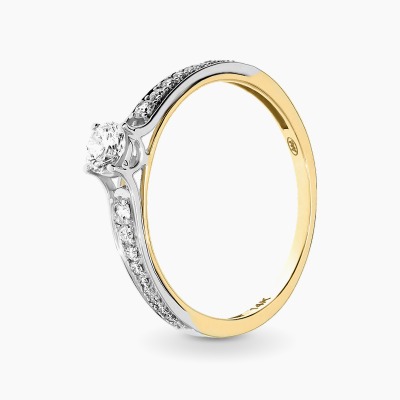 Pierścionek z dwukolorowego złota 585 z brylantami 0,38...