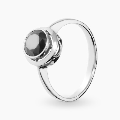 Pierścionek białe złoto 585 z czarnym brylantem 1,17 ct