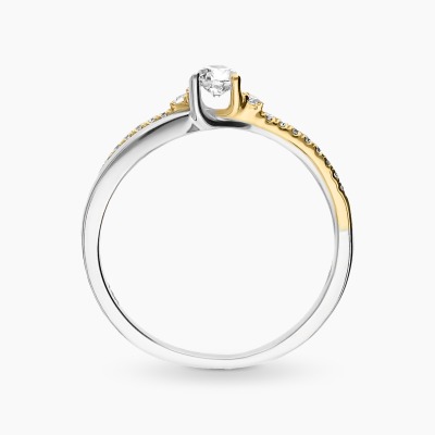 Pierścionek z białego i żółtego złota 585 z brylantami... 2