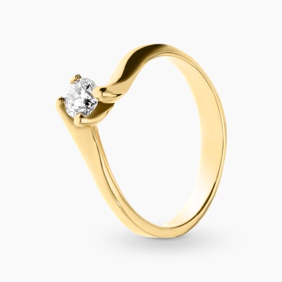 Pierścionek z żółtego złota z brylantem 0,25 ct