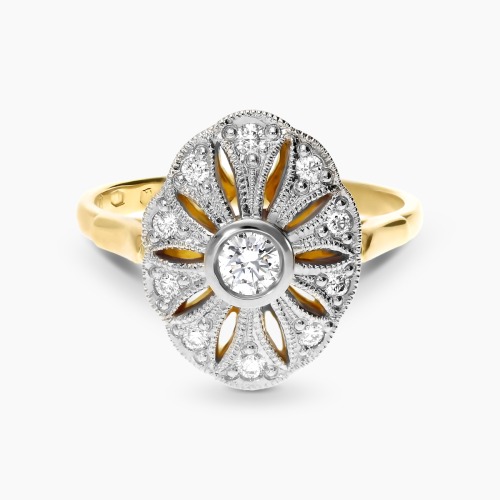 Pierścionek złoto 585 z brylantami 0,36 ct