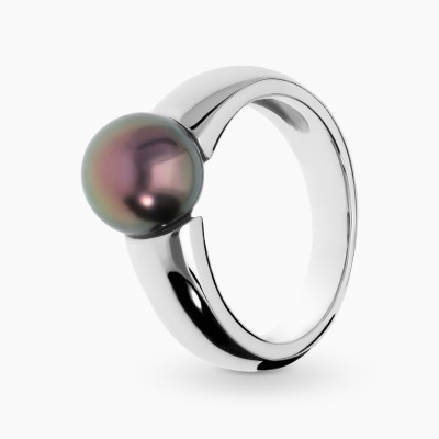 Pierścionek z białego złota 585 z perłą hodowaną