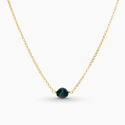 Naszyjnik Sphere srebrny pozłacany splot rolo z agatem...