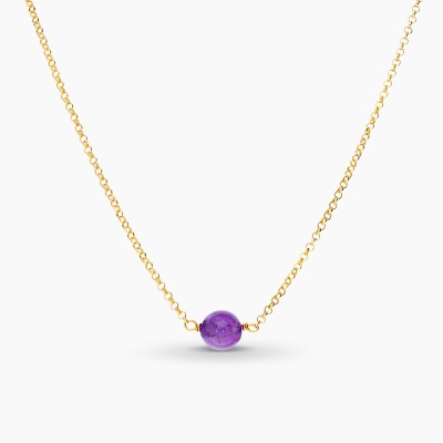Naszyjnik Sphere srebrny pozłacany splot rolo z ametystem