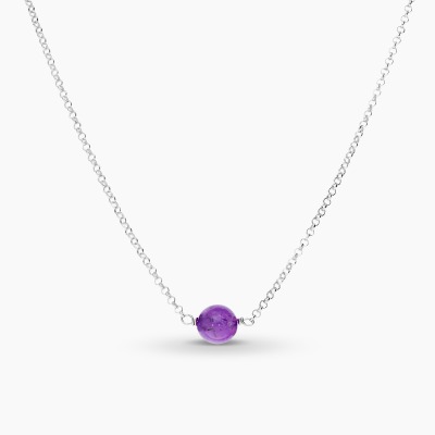 Naszyjnik Sphere srebrny splot rolo z ametystem