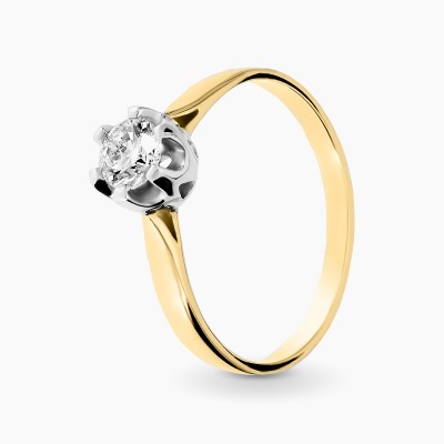 Pierścionek klasyczny z dwukolorowego złota 585 z...