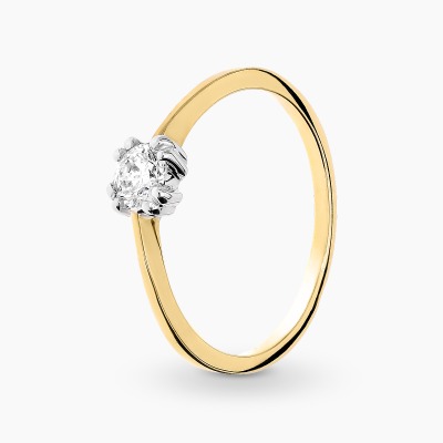 Pierścionek z żółtego i białego złota 585 z brylantem...