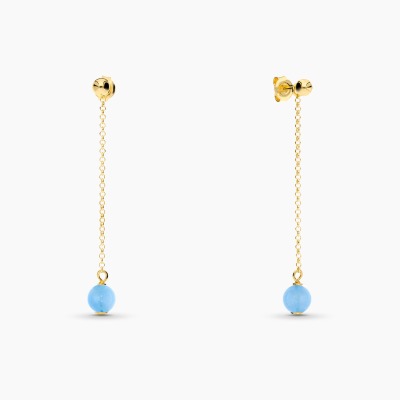 Kolczyki Sphere srebrne pozłacane kulki i łańcuszek z... 2