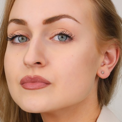 Kolczyki Sphere srebrne kulki i łańcuszek z różowym kwarcem 2