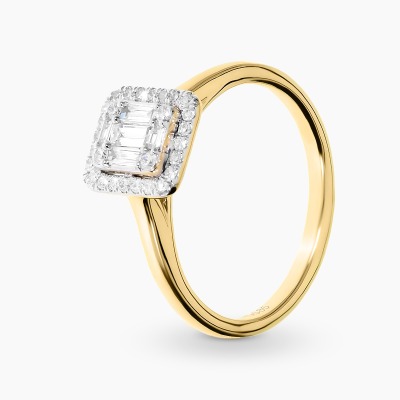 Pierścionek z żółtego i białego złota 585 z diamentami...