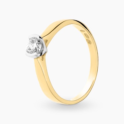 Pierścionek klasyczny z dwukolorowego złota 585 z...