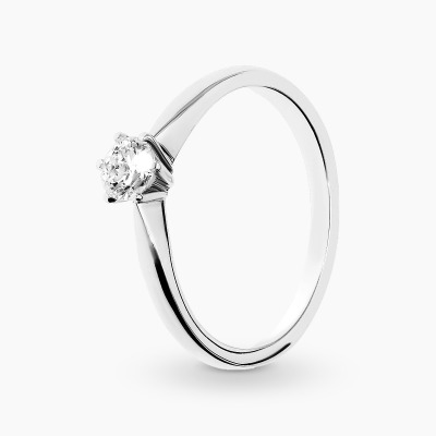 Pierścionek z białego złota 585 z brylantem 0,35 ct Si/H