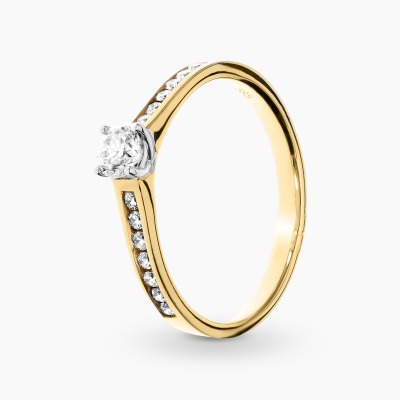 Pierścionek zaręczynowy żółte złoto 585 z brylantami 0,40 ct