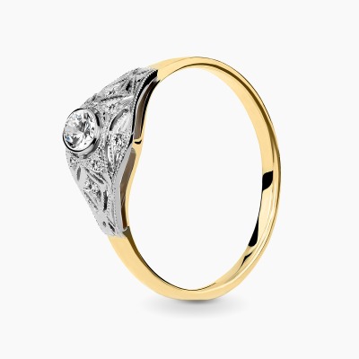 Pierścionek zaręczynowy Firenze z dwukolorowego złota 585...