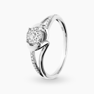 Pierścionek białe złoto 585 z diamentami 0,13 ct