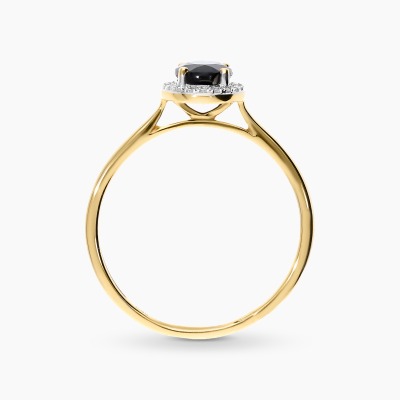 Pierścionek z dwukolorowego złota 585 z owalnym agatem i... 2