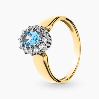 Pierścionek z żółtego i białego złota 585 z owalnym...