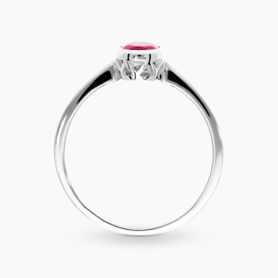 Pierścionek z białego złota 585 z owalnym rubinem 1,07 ct 2