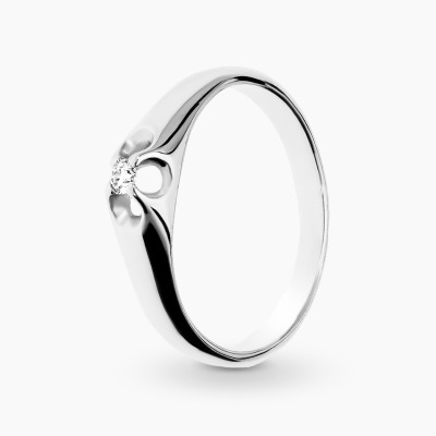 Pierścionek z białego złota 585 z brylantem 0,05 ct