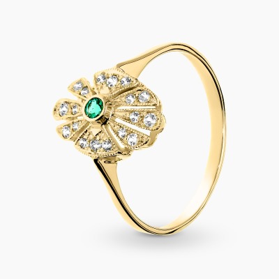 Pierścionek z żółtego złota 585 ze szmaragdem 0,05 ct i...