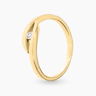 Pierścionek z żółtego złota 585 z brylantem 0,05 ct