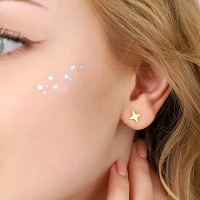 Kolczyki sztyfty Konstelacje srebrne pozłacane iskierki 2
