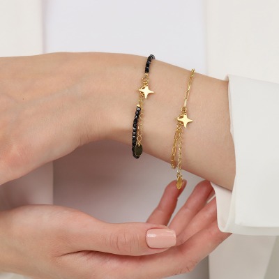 Bransoletka Konstelacje srebrna pozłacana ankier z iskierką 2