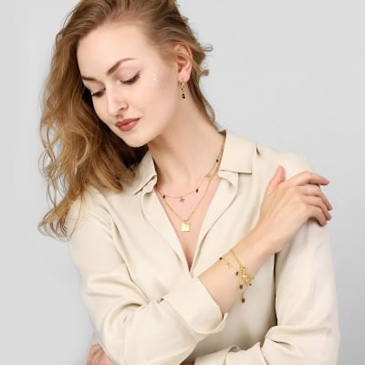 Naszyjnik Konstelacje srebrny pozłacany ze spinelami i... 2