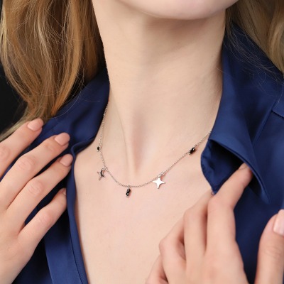 Naszyjnik Konstelacje srebrny platynowany ze spinelami i... 2