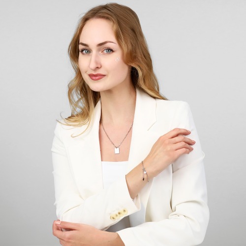 Naszyjnik Konstelacje bliźnięta srebrny platynowany ankier